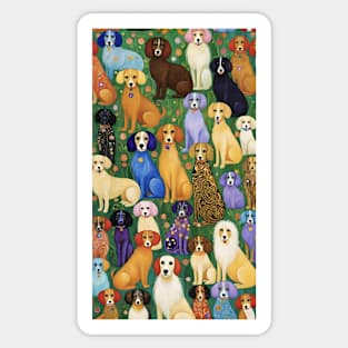 Gustav Klimt's Canine Kaleidoscope: Colorful Dog Illustration Sticker